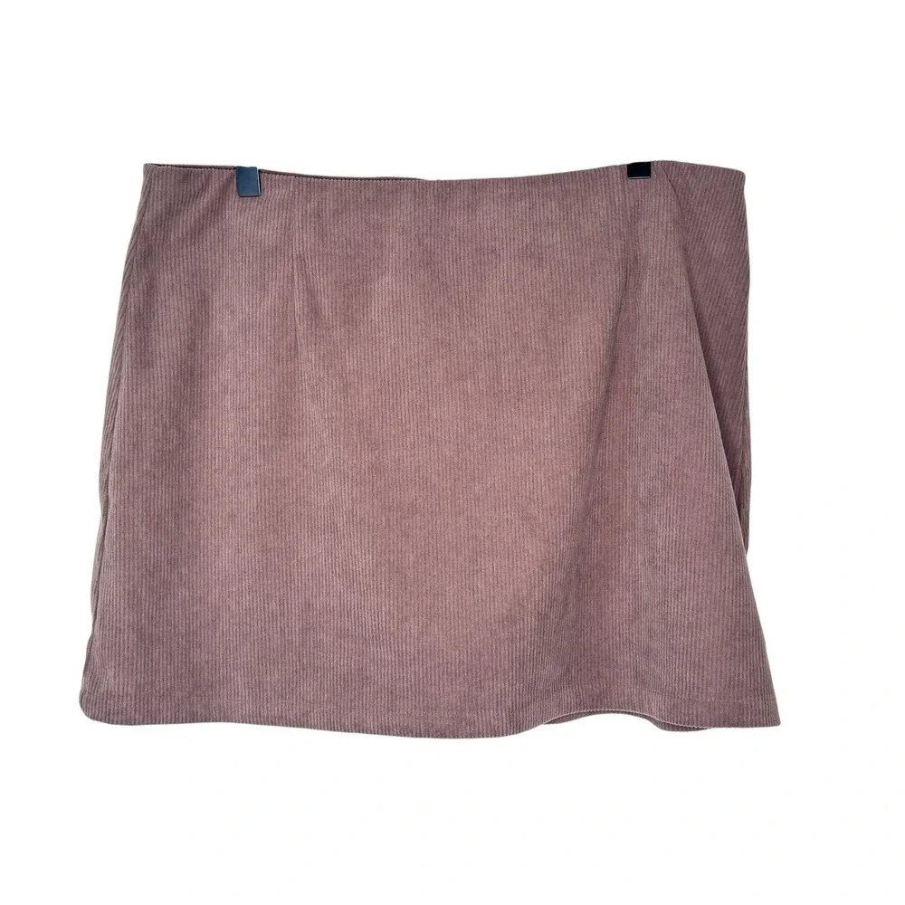 NEW HALARA High Waisted Cocoa Brown  A Line Mini Corduroy Skirt Skort XL X-LARGE - Picture 5 of 9